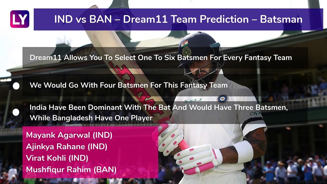 India vs Bangladesh Dream11 Team Prediction, 2nd Test 2019: Tips To Pick Best Playing XI