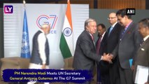 G7 Summit: PM Narendra Modi Meets UN Secretary General Antonia Guterres In France