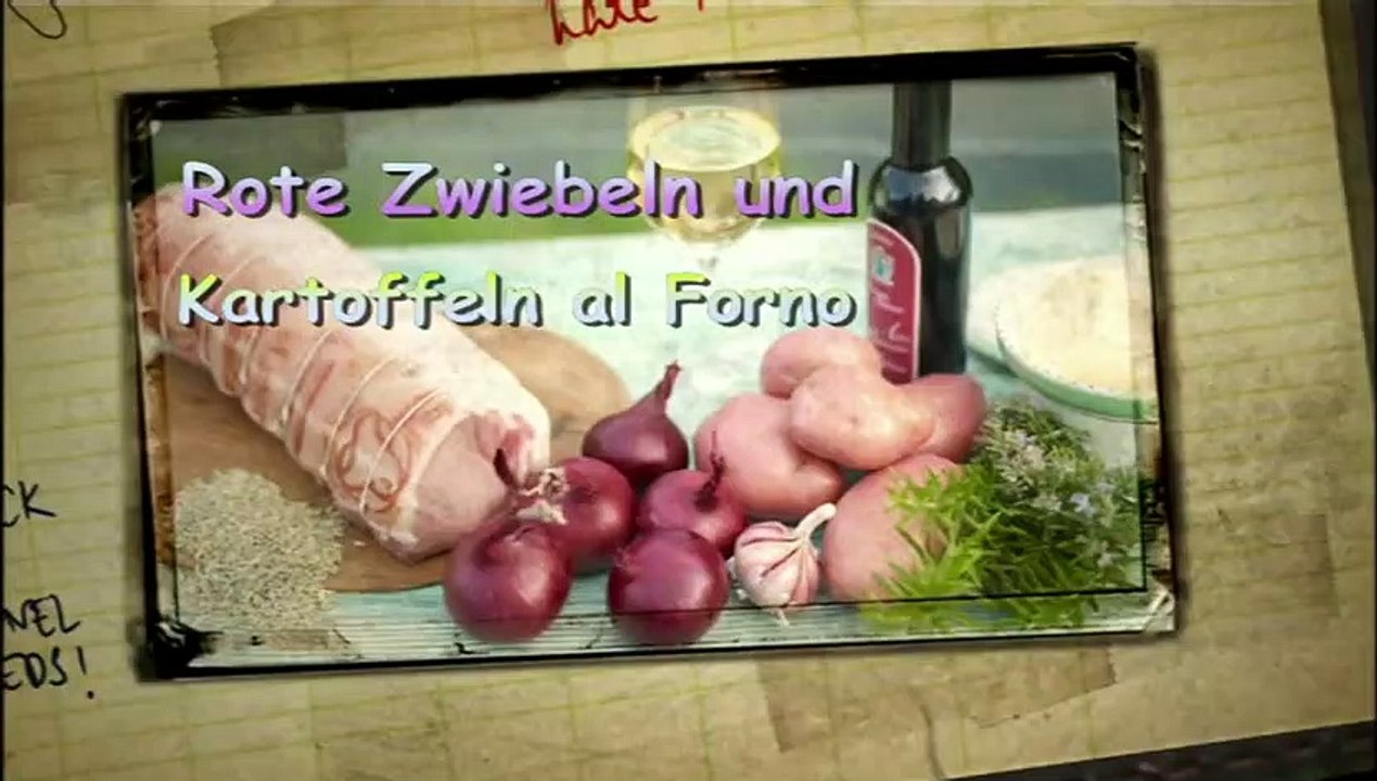 Rote Zwiebeln und Kartoffeln al Forno mit Schweinelende