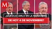 Los temas de AMLO en La Mañanera del 4 de noviembre