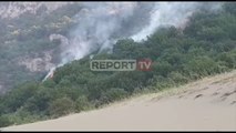 Report TV -Zjarri në Shëngjin vijon të jetë i fuqishëm, i afrohet zonës turistike Rana e Hedhun