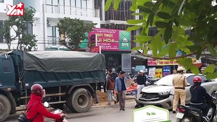 Thót tim xe container gây tai nạn ở ngã tư