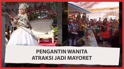 Resepsi Pernikahan Antimainstream, Mempelai Wanita Atraksi Jadi Mayoret
