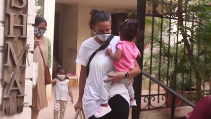 Soha Ali Khan and Neha Dhupia with their Kids In Bandra _ SpotboyE