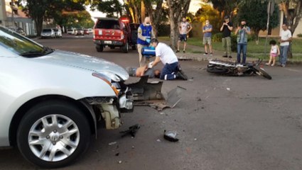 Motociclista é socorrido em acidente de trânsito no Bairro Maria Luíza
