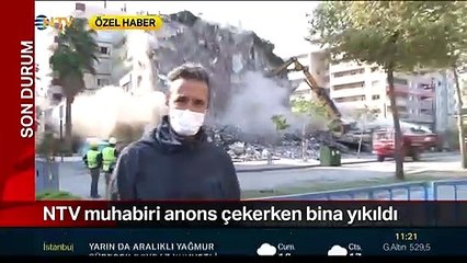 Depremde hasar gören bina böyle yıkıldı