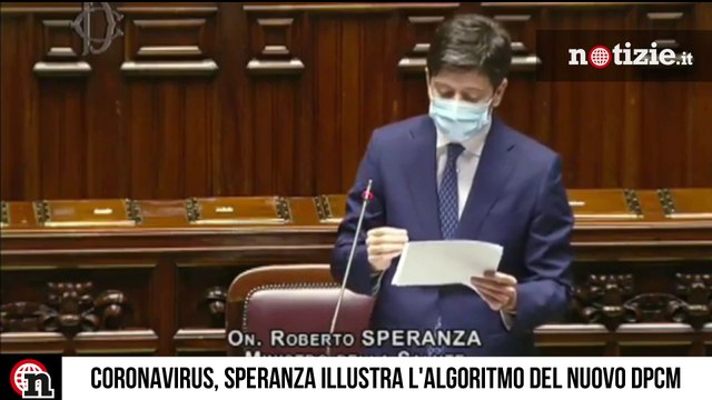 Coronavirus, Ministro Speranza spiega l'algoritmo del dpcm: 21 criteri, nessuna zona verde
