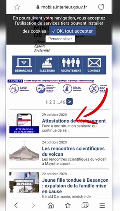 Attestation de déplacement dérogatoire sans imprimante !