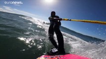 Superlativ in Nazaré: Surferin Justine Dupont steht 21-Meter-Welle