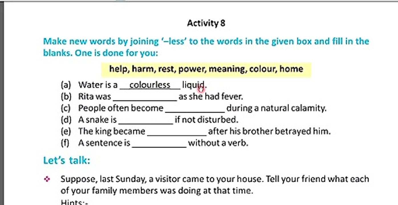 Class Seven English। Revision Lesson Activity - 8