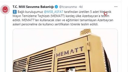 MSB: “5 adet MEMATT Azerbaycan’a teslim edildi”