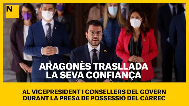 Aragonès trasllada la seva confiança al vicepresident i els consellers del Govern durant la presa de possessió del càrrec