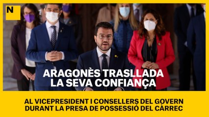 Aragonès trasllada la seva confiança al vicepresident i els consellers del Govern durant la presa de possessió del càrrec