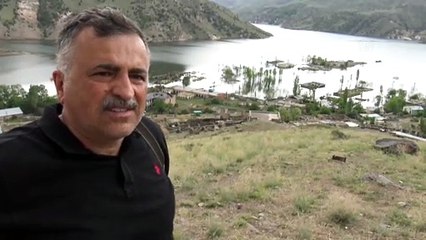KARS - Karakurt HES Barajı'nda su seviyesi düşünce su altındaki köy gün yüzüne çıktı