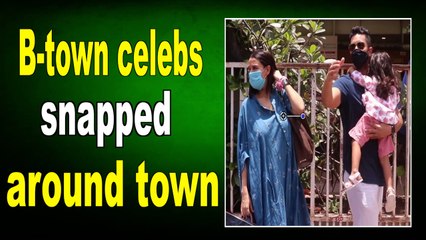 Angad Bedi and Neha Dhupia with daughter Mehr spotted outside hospital