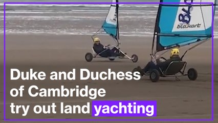 Duke and Duchess of Cambridge try out land yachting
