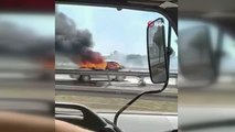 Mersin'de alevler arasında kalan araçtan yanarak çıkan sürücü öldü