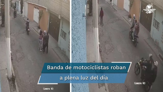 En segundos, grupo de motociclistas asaltan a transeúntes en Chimalhuacán