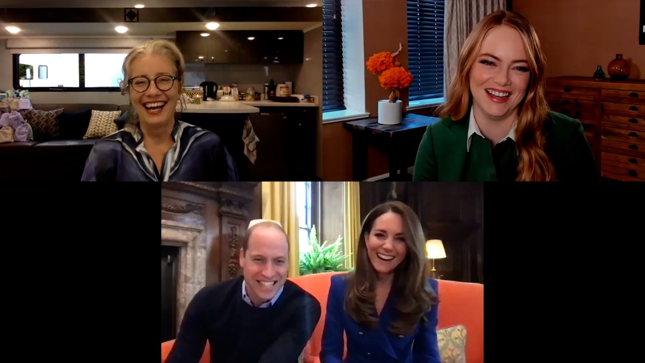 Duke and Duchess of Cambridge speak to Emma Stone and Emma Thompson about Cruella