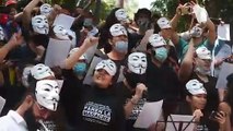 عروض فنية خلال التظاهرات المناهضة للحكومة الكولومبية