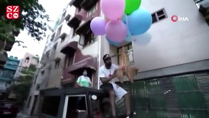 Köpeğine balon bağlayıp uçurdu, gözaltına alındı