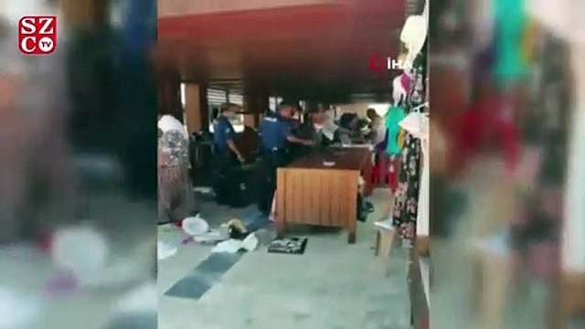 Antik kentte satış yapan kadınların yer kavgasına polis müdahale etti