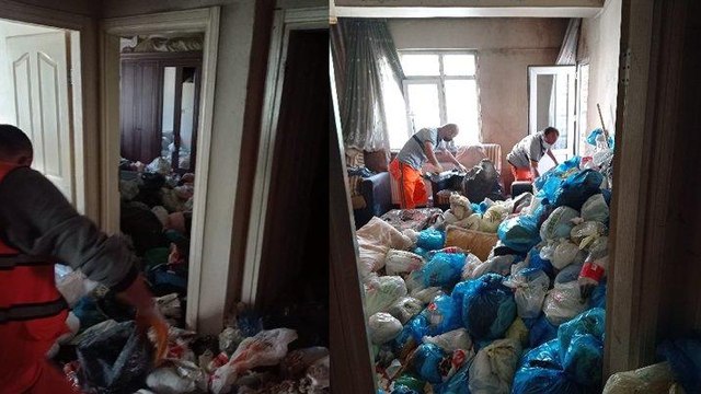Yaşlı kadının ölü bulunduğu evden 3 kamyon çöp çıktı
