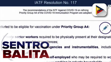 Pinasimpleng listahan ng mga kabilang sa A4 group, inilabas ng IATF; OFWs na malapit nang umalis ng bansa, kabilang na sa A1 group