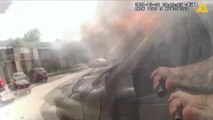 Dos policías salvan la vida a un hombre cuando su coche ardía en llamas