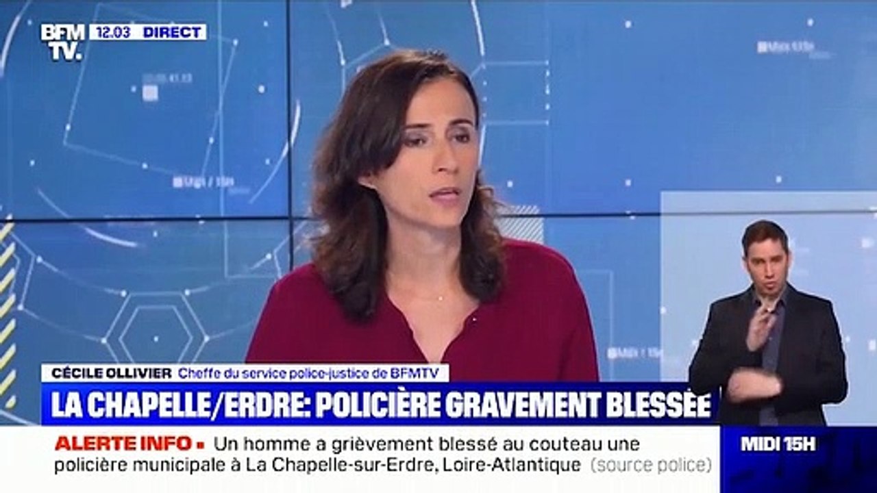 Une policière municipale grièvement blessée au couteau dans un commissariat à la Chapelle-sur-Erdre, près de Nantes. Le suspect,munit de l'arme de service est en fuit