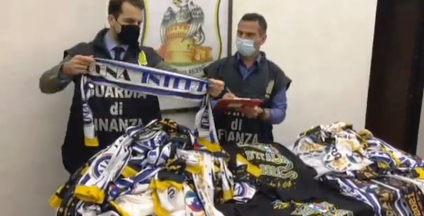 Imola (BO) - Gadget contraffatti dell'Inter per lo scudetto: maxi sequestro (28.05.21)