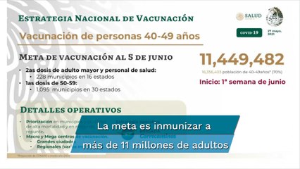 Próxima semana inicia vacunación contra Covid para adultos de 40 a 49 años; ya pueden registrarse