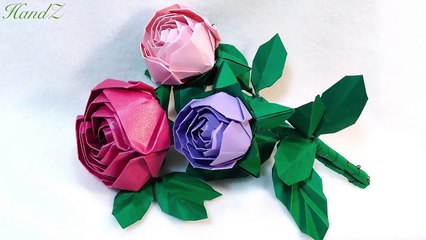 Origami Rose (Modular). Easy  And Quick Paper Rose! Ideas For Easter , Birthday Party Decoration.