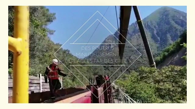 Des poutres de 11 tonnes acheminées sur le chantier de reconstruction du pont du Perthus à Breil-sur-Roya