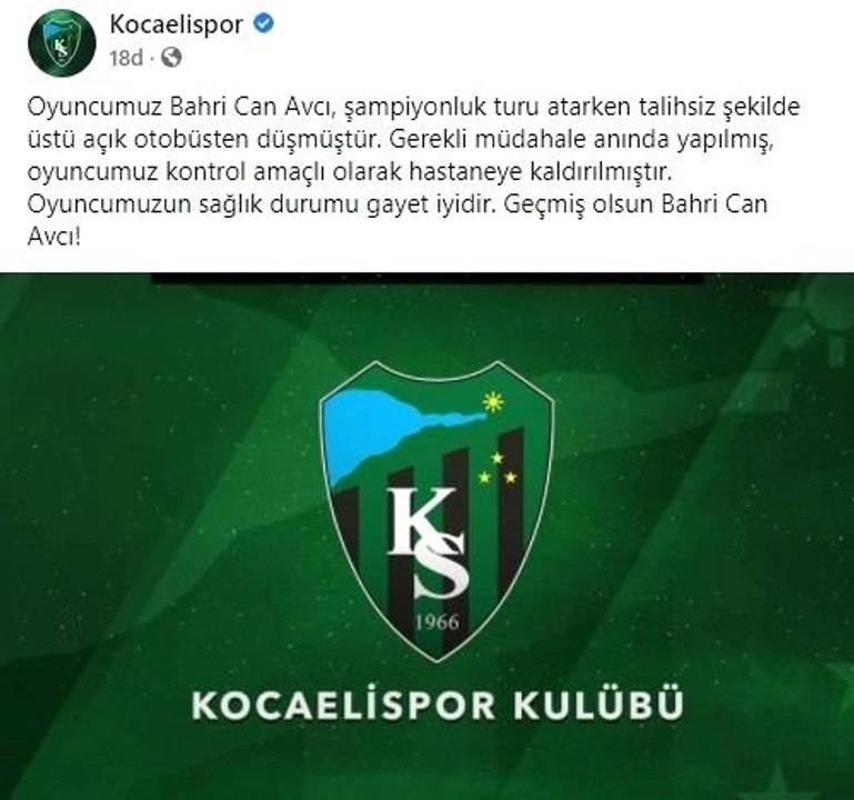 Kocaelispor şampiyonluk turunda iki futbolcu yaralandı: Futbolcu otobüsten böyle düştü