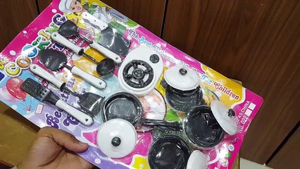 Unboxing and Review of black and white kitchen set for kids play