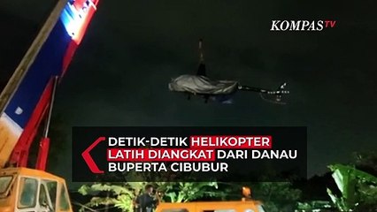 Detik-Detik Helikopter Latih yang Jatuh Diangkat dari Danau Buperta Cibubur