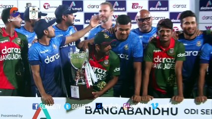 শ্রীলংকার বিরুদ্ধে প্রথম ওয়ানডে সিরিজ জয়ে বাংলাদেশী ক্রিকেটারদের উল্লাস