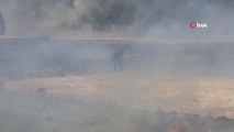 Diyarbakır'da korkutan anız yangını... Yangın çevredeki akaryakıt ve ağaçlık alana sıçramadan söndürüldü