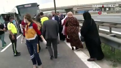 TEM Otoyolu'nda 2 yolcu otobüsü çarpıştı! Çok sayıda yaralı var