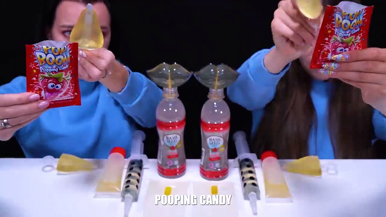 Asmr Eating Only One Color Clear Food* Sheet Jelly, Tik Tok Drink