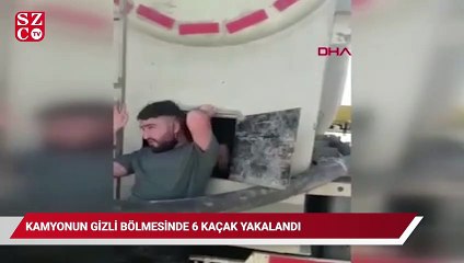 Çimento yüklü kamyonun gizli bölmesinde 6 kaçak yakalandı
