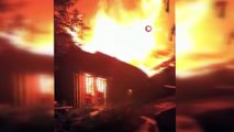 Şişli'de alev alev yanan gecekondu kamerada: Yangında çatıdan atlayan şahıs bacağını kırdı