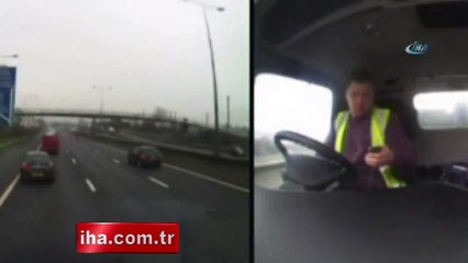 Cep telefonuna bakan adam trafikte dehşet saçtı!
