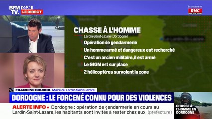 Video herunterladen: Chasse à l'homme en Dordogne: le suspect est connu pour des violences et porte un bracelet électronique, annonce la maire du Lardin-Saint-Lazare