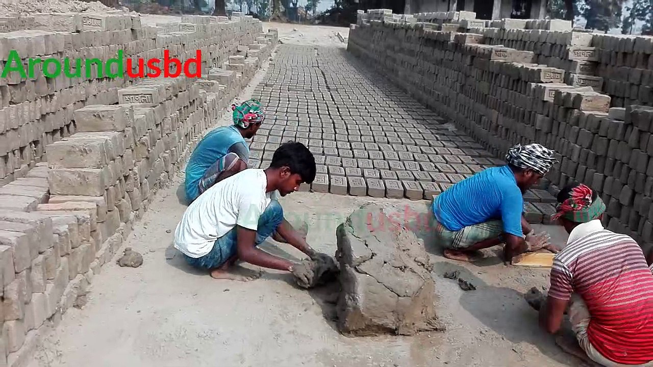 Handmade Brick Making Process Rural Area - TOTAL PROCESS OF MANUAL CLAY BRICKS MAKING