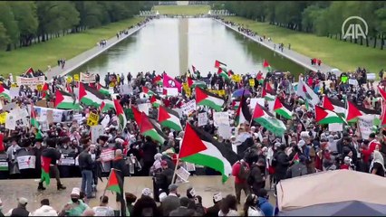 Washington’da binlerce kişi Filistin’e destek gösterisi düzenliyor