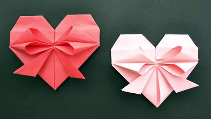 Cute Paper Heart With Bow | Easy Origami Tutorial Diy