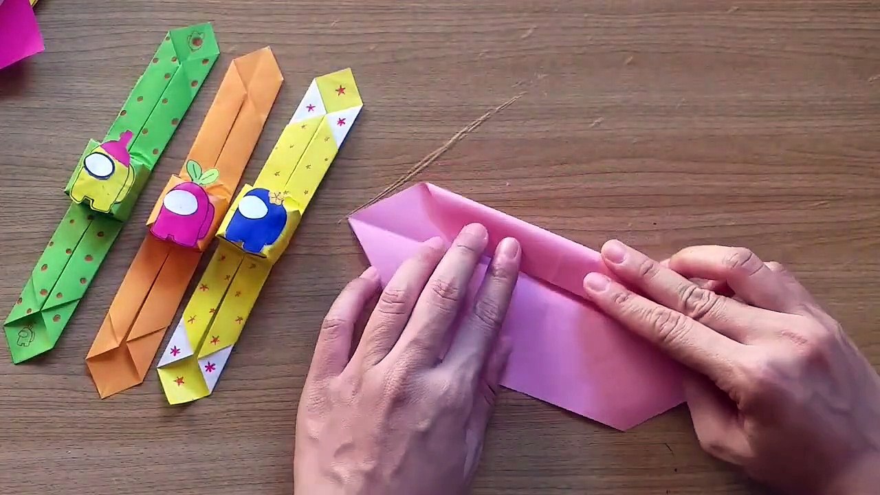 How To Make Easy Paper Watch /Origami Among Us Watch /Diy Paper Watch//มาพับนาฬิกา Among Us กันเถอะ