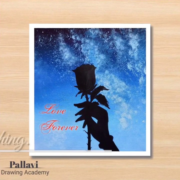 Giving rose painting with sky background_ painting of love _Pallavi Drawing Academy